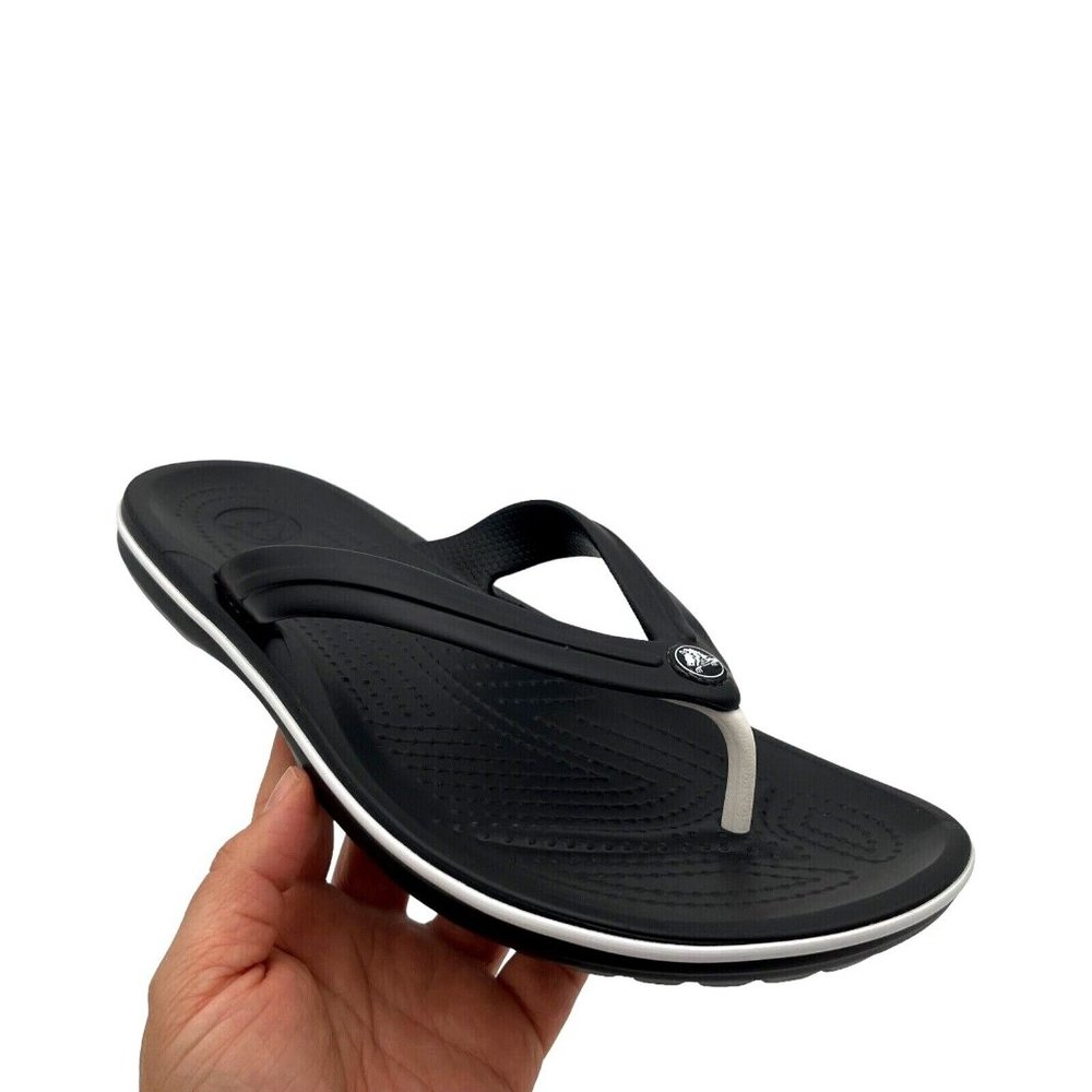 Crocs Men's Flip‎ Flop Sandal Size 9 Black Water Friendly Lightweight & Comfy - Picture 2 of 16